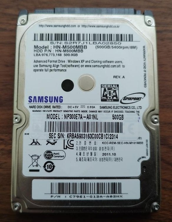 Samsung 500GB SATA HD - Intern (Momentus Seagate Technology), Intern, Ophalen of Verzenden, Zo goed als nieuw, Samsung