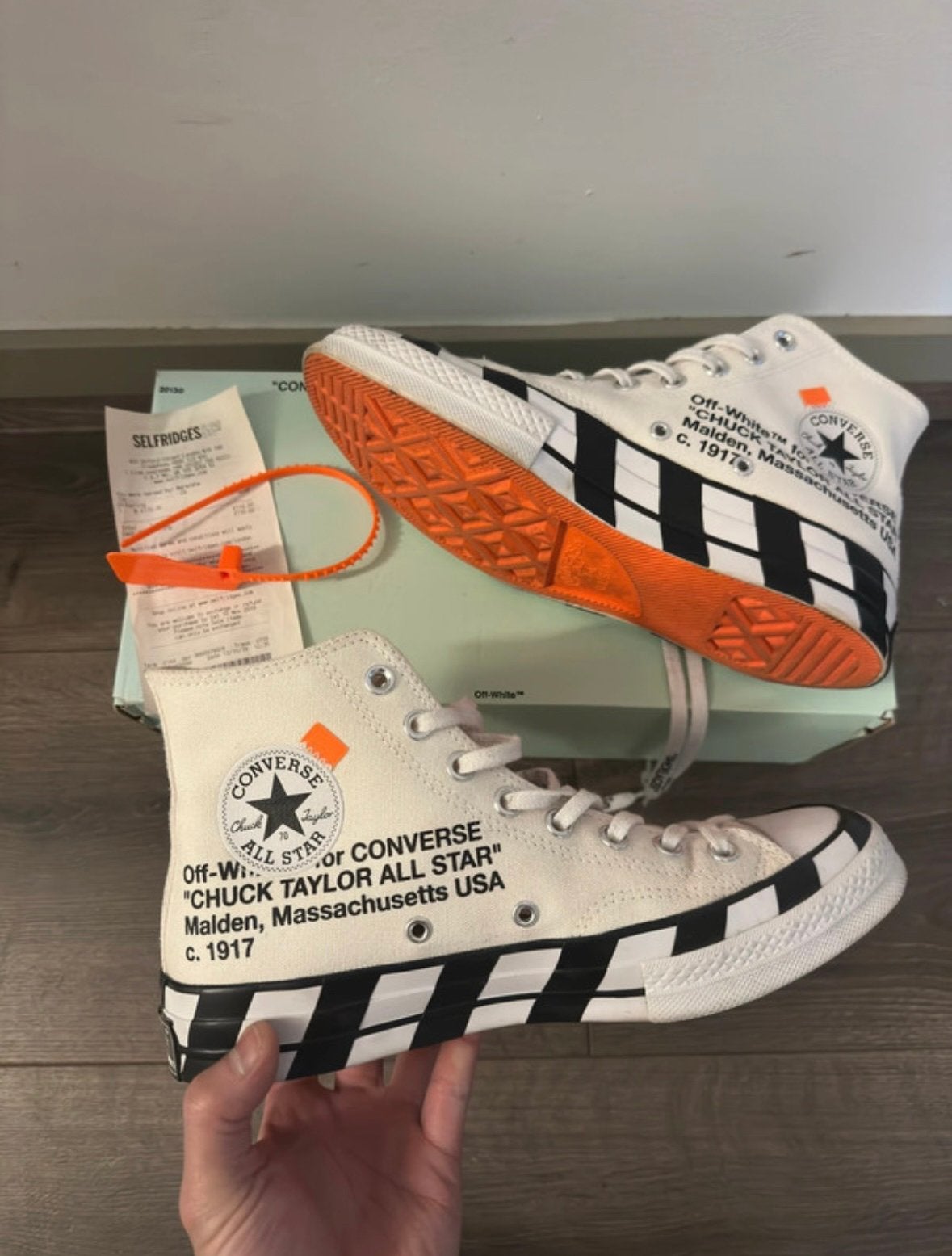 Converse x Off-White Chuck 70 'The Ten' - Maat 41.5, Ophalen of Verzenden, Zo goed als nieuw, Wit, Sneakers of Gympen