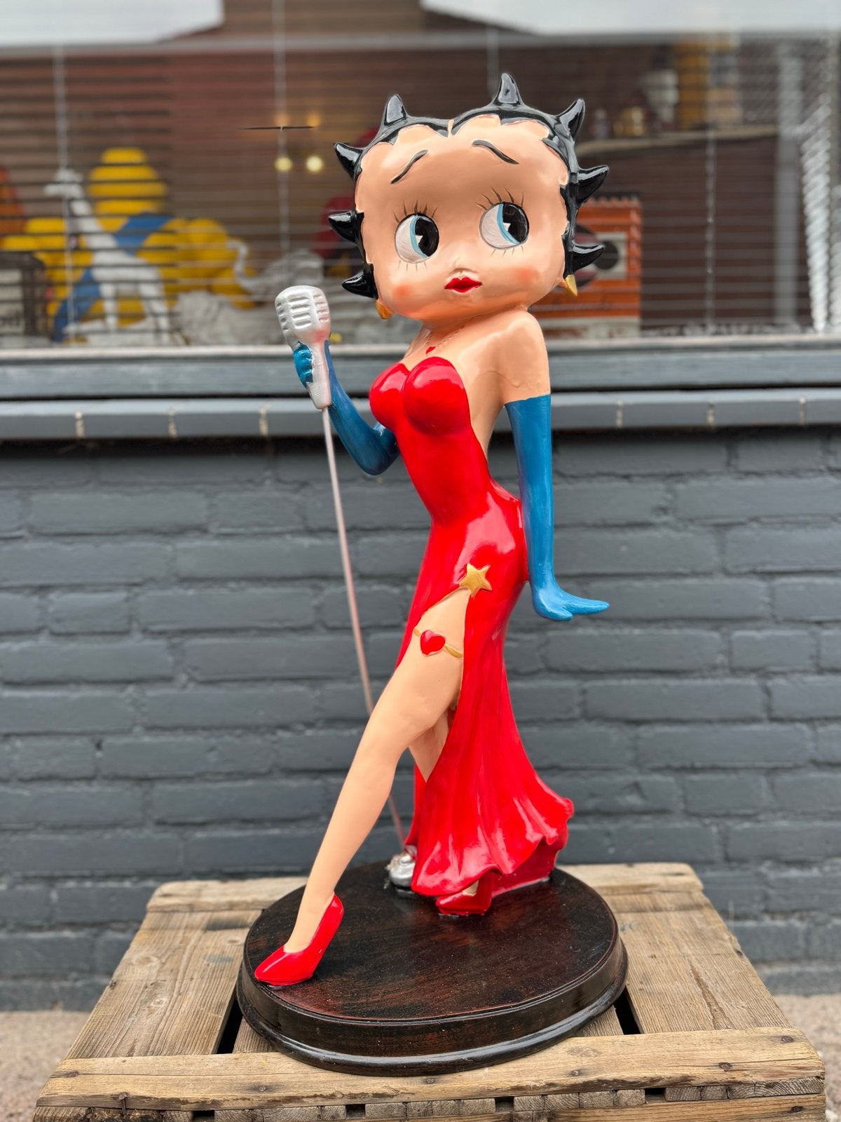 Betty Boop Beeld met Microfoon - Uniek Decoratiestuk, Verzamelen, Ophalen, Gebruikt, Mens