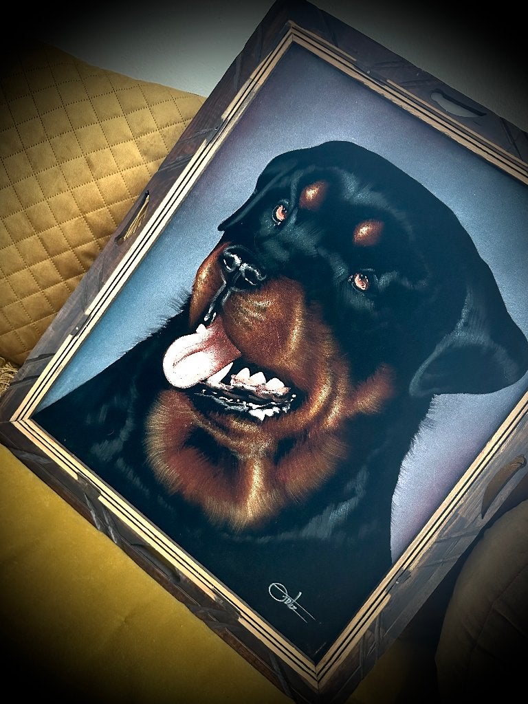 Fluweelschilderij Rottweiler schilderij Vintage hond dier, Verzenden