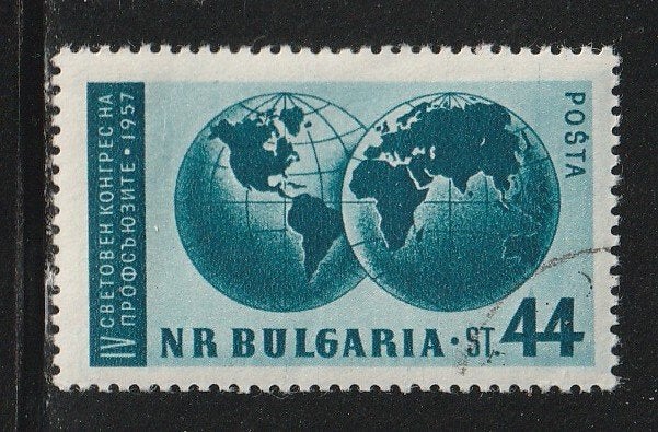 Bulgarije 1957 - T.U.C Leipzig - Globe, Ophalen, Bulgarije, Gestempeld