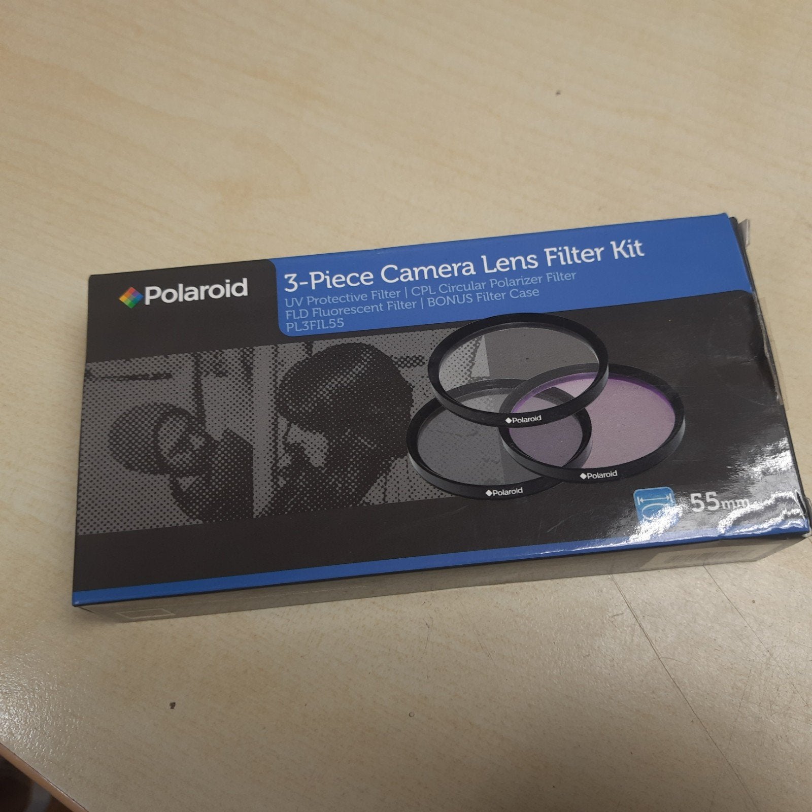 Polaroid 3-delige cameralens filterset 55mm, Inclusief opbergcase, Nieuw, 50 tot 60 mm, Filterset