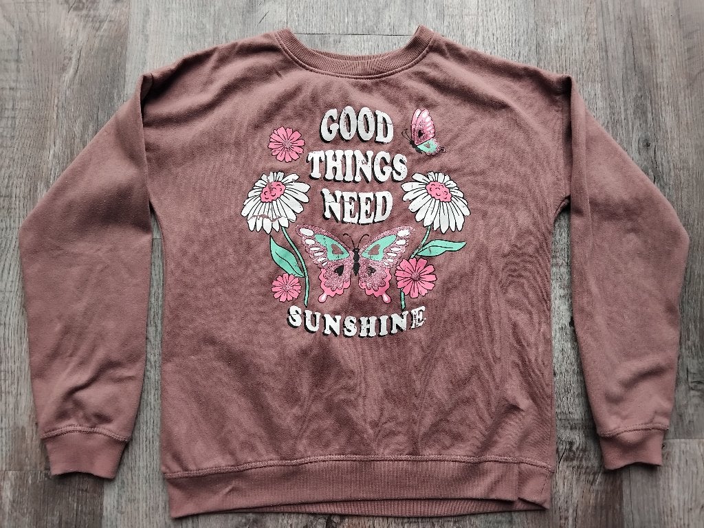 Sweater trui bruin maat 158 truitje vlinder en bloemen, Meisje, Trui of Vest, Young idols, Ophalen of Verzenden