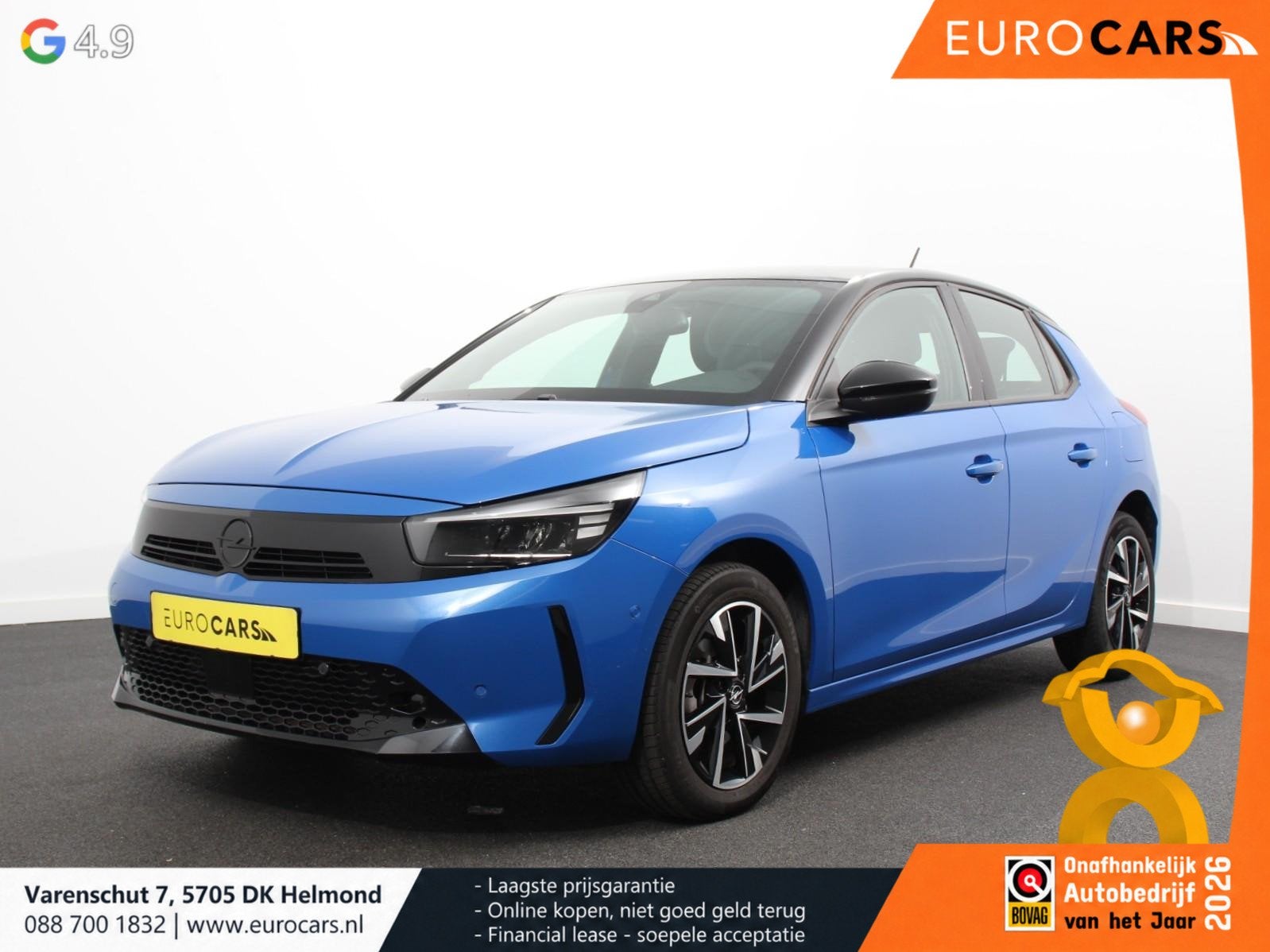 Opel Corsa 1.2 Turbo Hybrid 100pk Automaat GS Navigatie Appl, Auto's, Gebruikt, Zwart, 1199 cc, Blauw