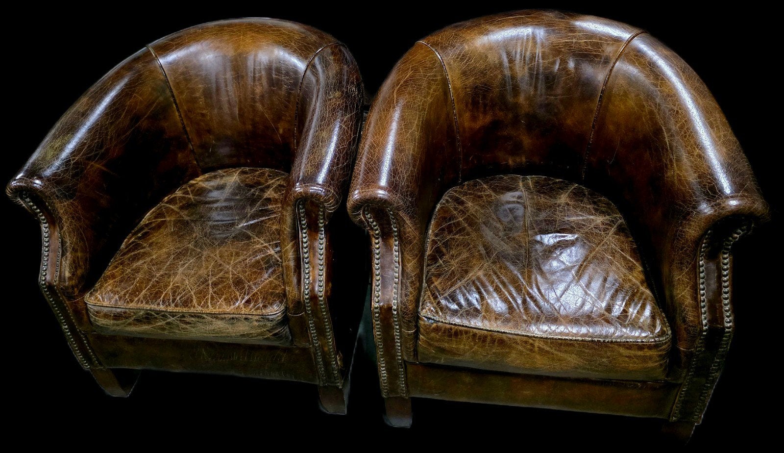 2 chique vintage Leren Clubfauteuils + BEZORGING GRATIS, Ophalen of Verzenden