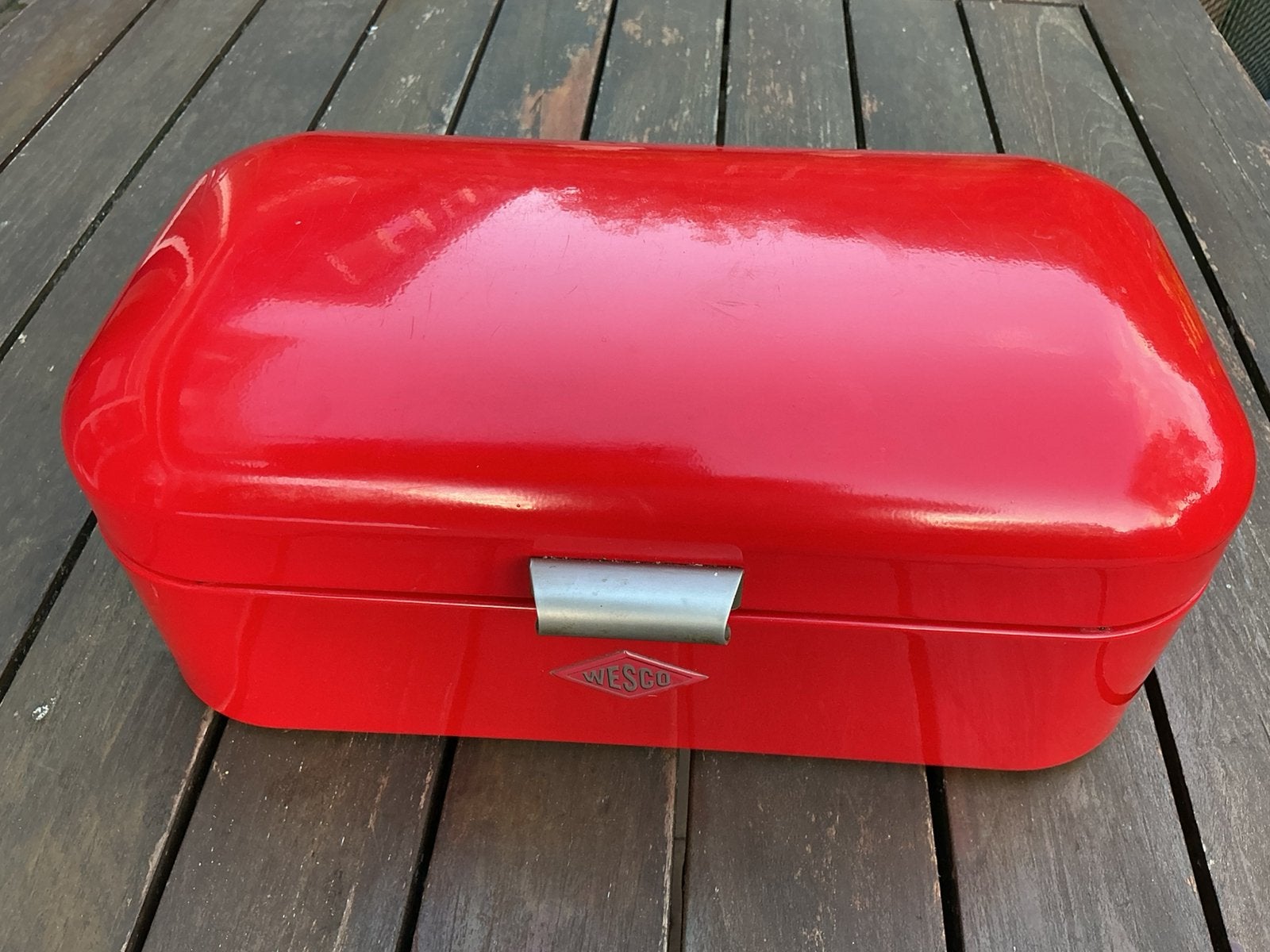 Broodtrommel Grandy Wesco kleur rood, Huis en Inrichting, Ophalen, Gebruikt, Metaal, Broodtrommel