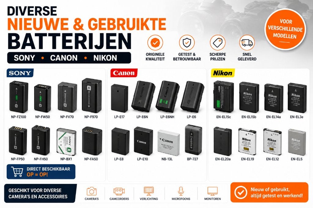 Diverse Nieuwe en Gebruikte batterijen Sony, Canon Nikon, 8mm, Ophalen of Verzenden