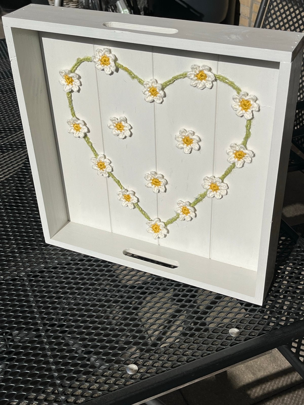 Hartvormige Wanddecoratie met Witte Bloemen - Nieuw, Ophalen, Hout, Wit, Nieuw