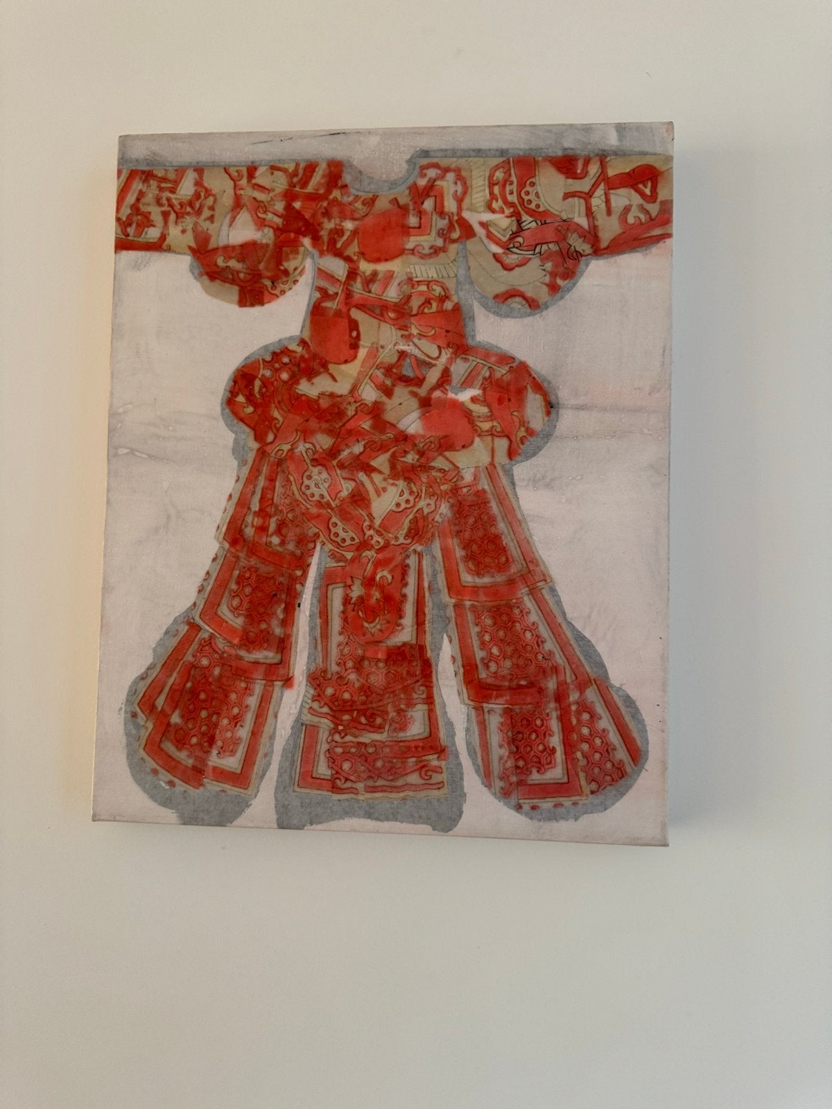 Uniek kunstwerk: Rood-wit abstract figuur op canvas, Antiek en Kunst, Kunst | Niet-Westerse kunst, Ophalen