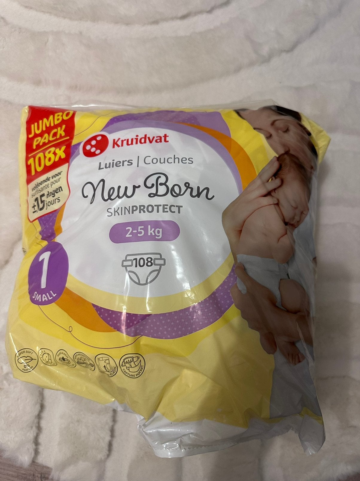 Kruidvat New Born luiers maat 1 – 106 stuks, Ophalen of Verzenden, Zo goed als nieuw, Overige typen