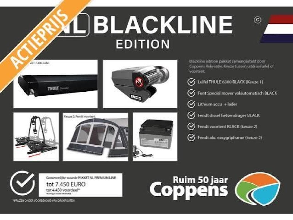Fendt Bianco Activ 550 KMG 2027 BLACKLINE ACTIE!!!, Caravans en Kamperen, 2 aparte bedden, Bedrijf, Treinzit, Fietsenrek