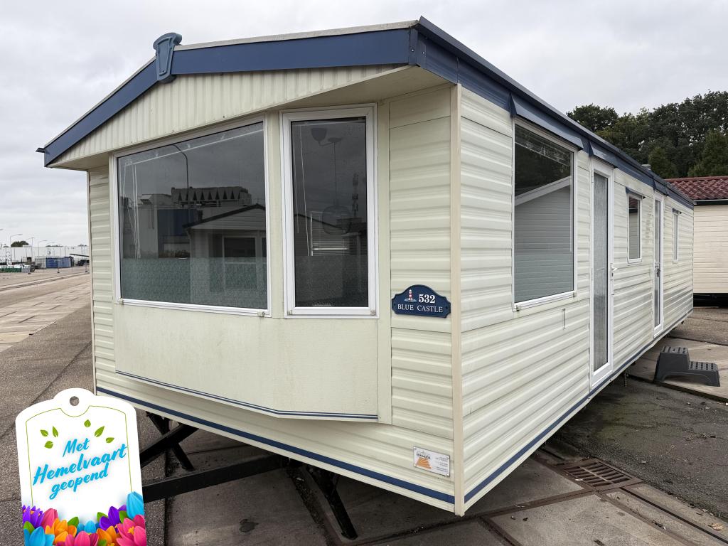 Atlas Blue Castle 10 x 3.70 2 Slaapkamers, Caravans en Kamperen, Stacaravans, Niet ingevuld, Niet ingevuld, Niet ingevuld, Tot en met 4