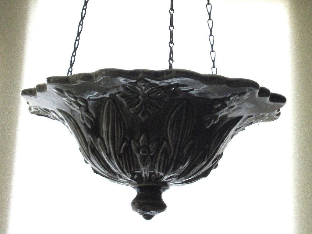 Antieke Franse Art Nouveau majolica hangbloempot begin 20ee., Antiek en Kunst, Ophalen of Verzenden