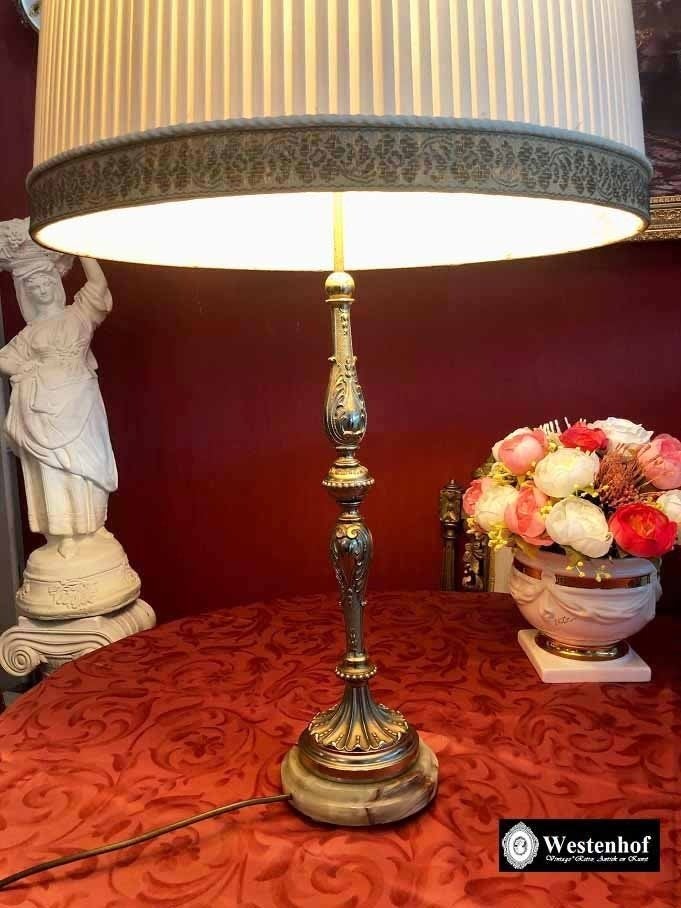 Groot brocante tafellamp / staande lamp antiek messing, Antiek en Kunst, Ophalen of Verzenden