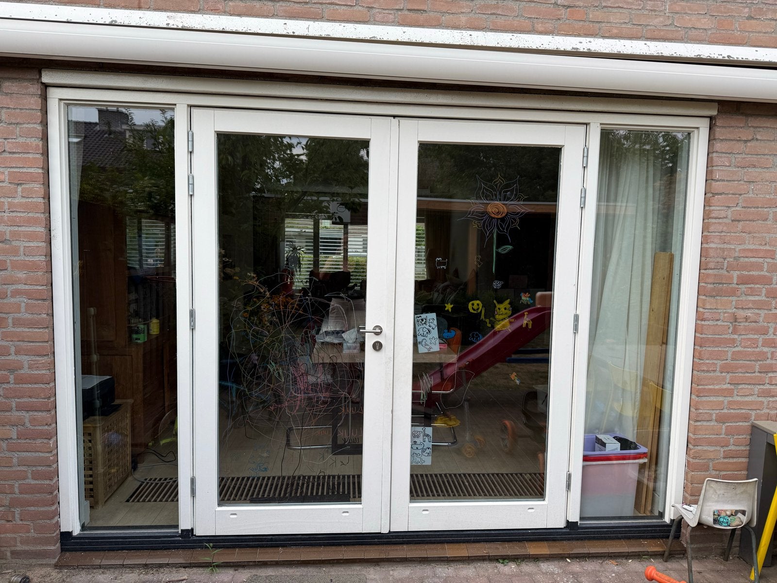 Houten openslaande deuren met kozijn en meerpuntssluiting, Ophalen, Gebruikt, 120 cm of meer, Buitendeur