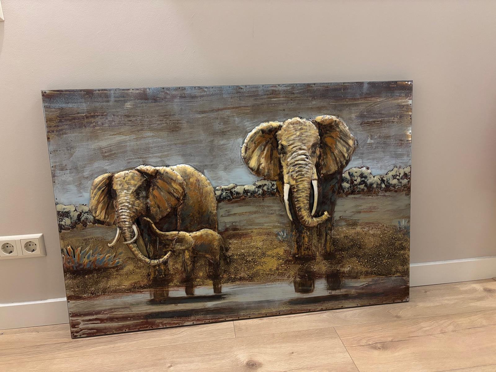 3D olifanten wandschilderij metaal, Huis en Inrichting, Woonaccessoires | Schilderijen, Tekeningen en Foto's, Ophalen, Zo goed als nieuw