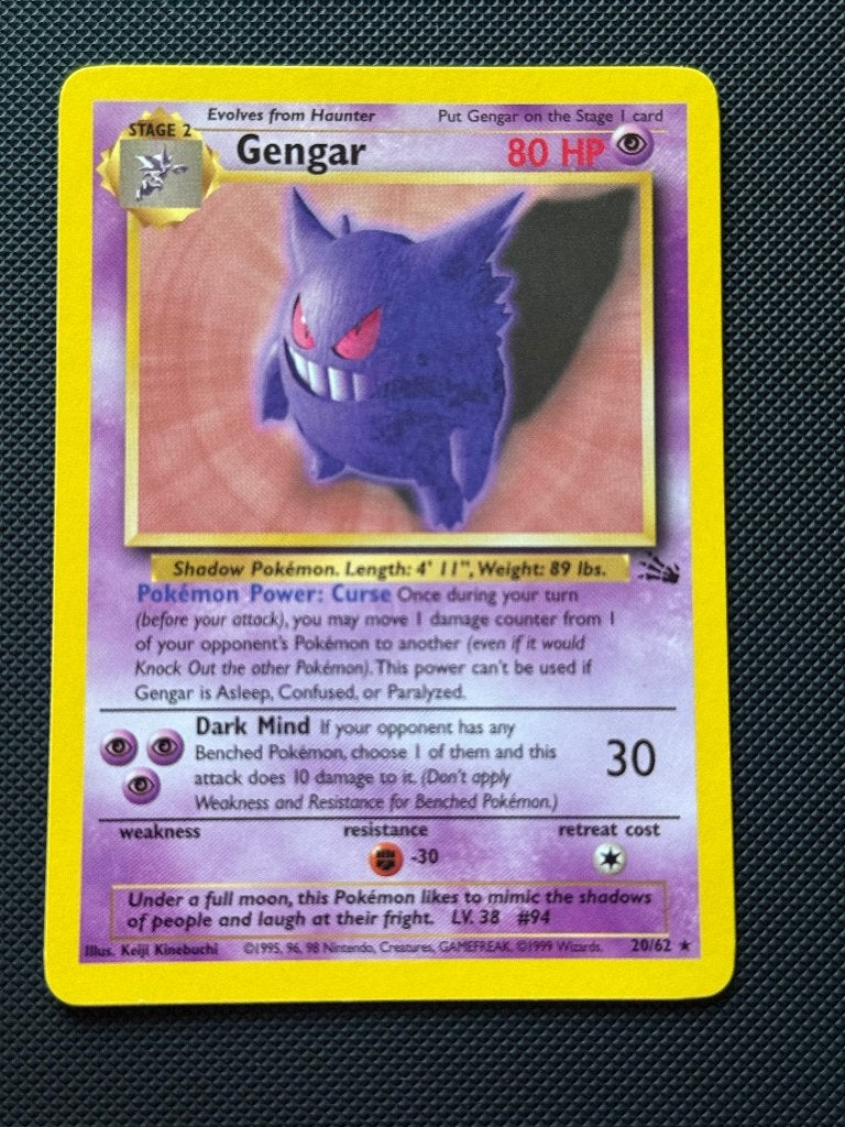 Gengar 20/62 non Holo Rare Jungle Set Pokémon Kaart, Verzenden, Zo goed als nieuw, Losse kaart, Foil