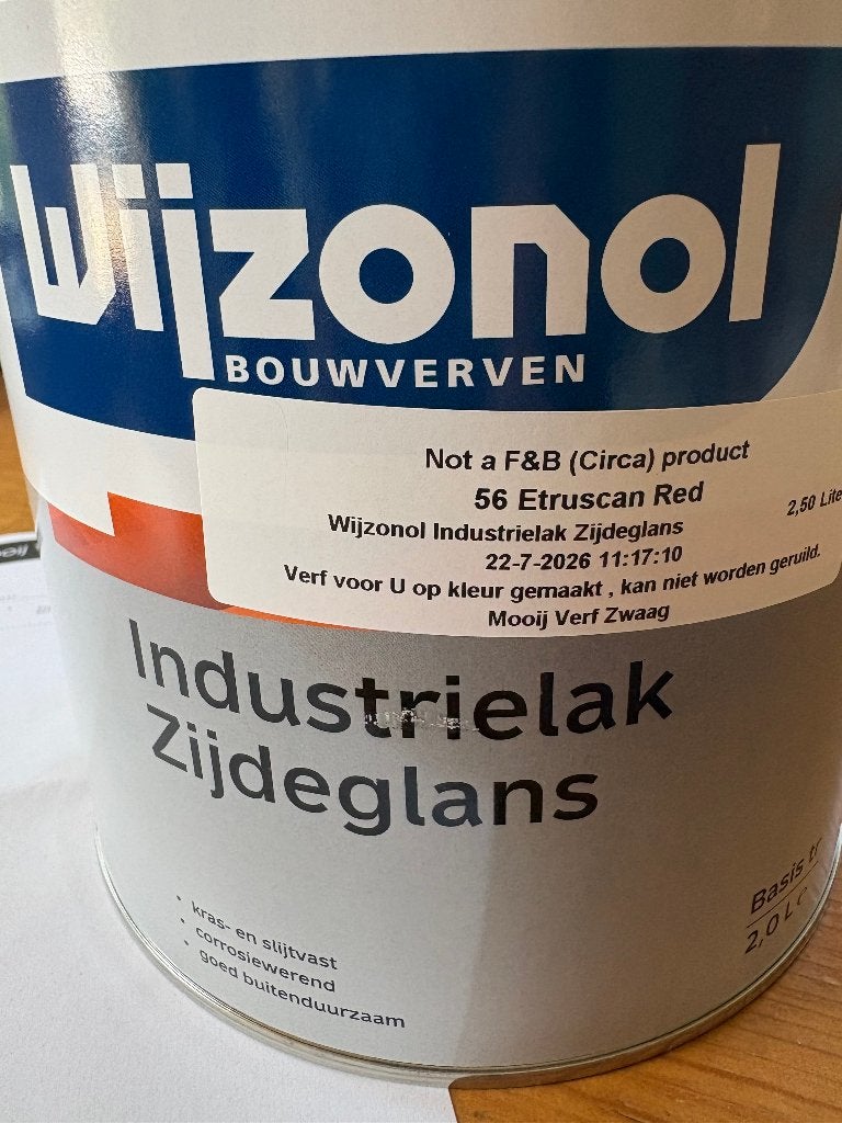 Wijzonol industrielak 2,3 liter F&B Etruskisch rood, Ophalen, Overige kleuren, Nieuw, Verf