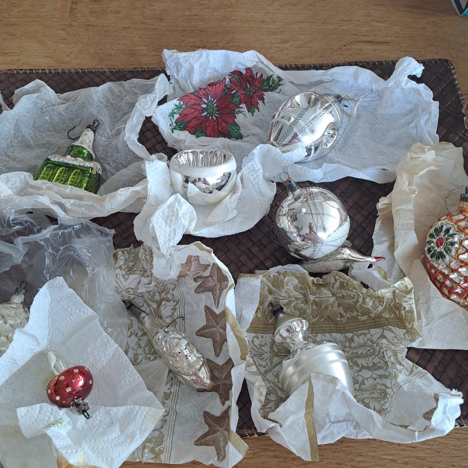 set antieke kerstballen in een doos, Diversen, Kerst, Ophalen of Verzenden