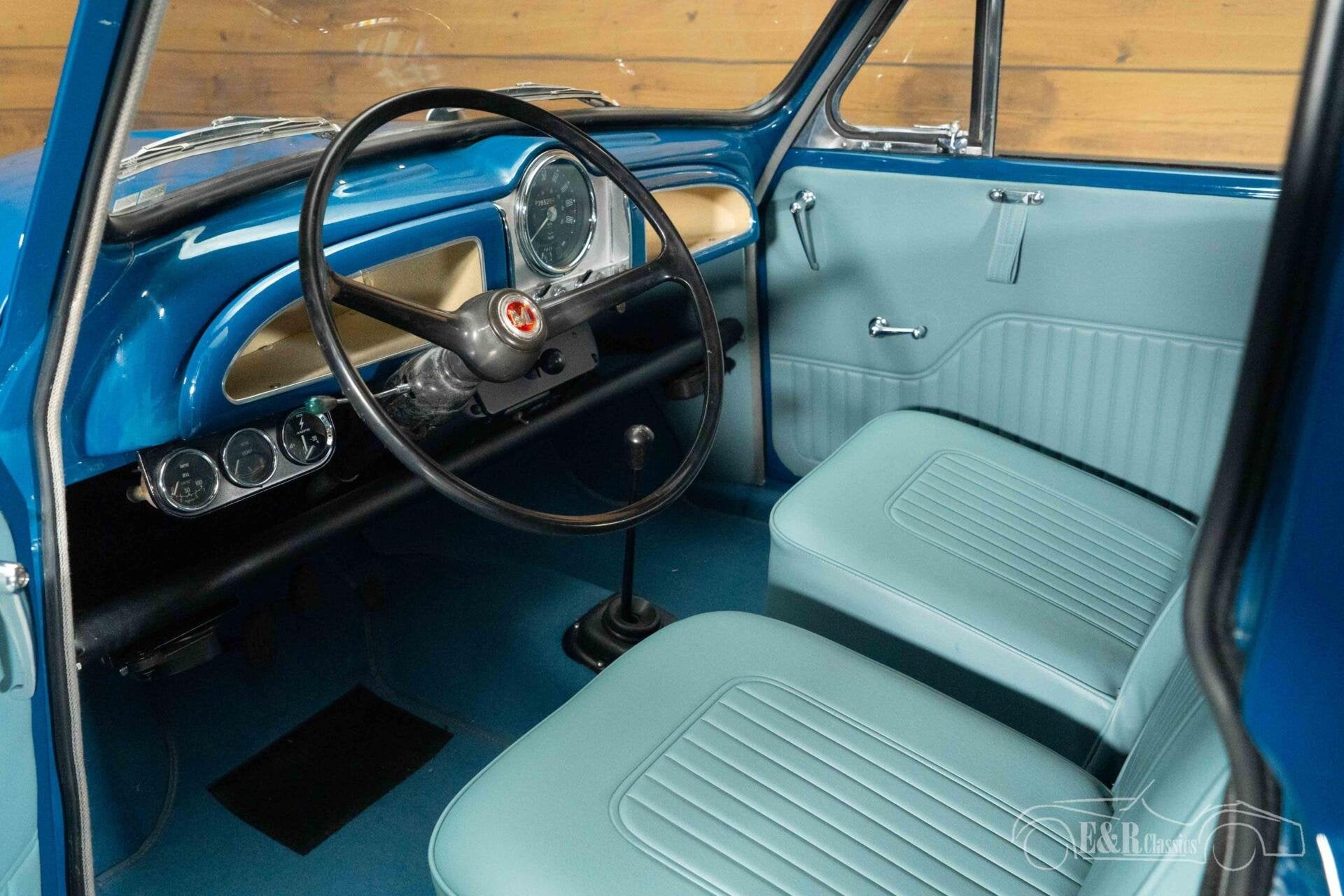 Morris Minor Traveller 1000 Stationwagon | 1971, Auto's, Overige merken, Achterwielaandrijving, Blauw, Kunstmatig leder
