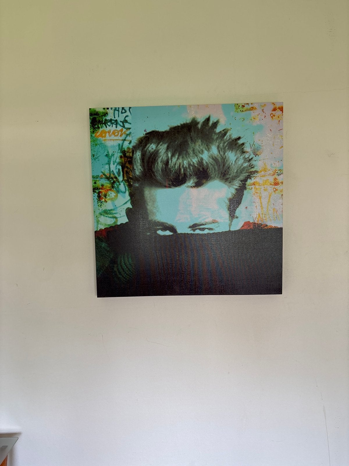 Grafisch retro schilderij James Dean 80x80 cm, Ophalen, Film, Print, Op houten frame