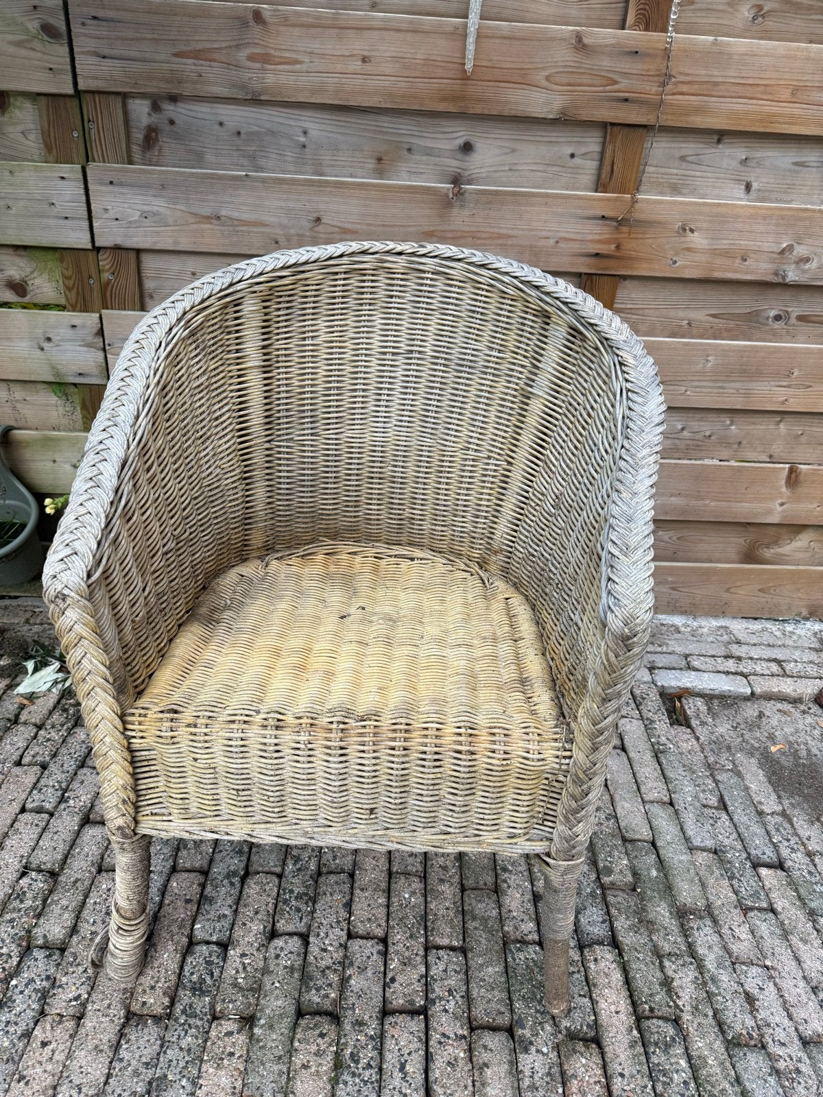 Rotan fauteuil - Vintage Wicker Stoel, Ophalen, Gebruikt, Wicker