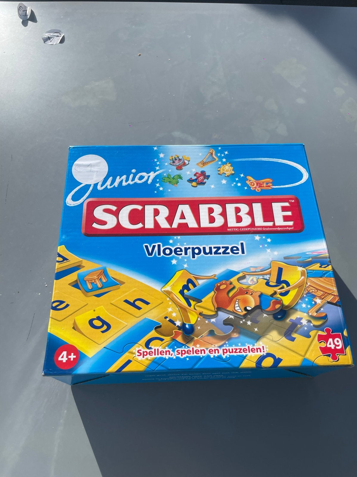 Junior Scrabble Vloerpuzzel - Spellen, spelen en puzzelen!, Ophalen of Verzenden, 10 tot 50 stukjes, Nieuw, 4 tot 6 jaar