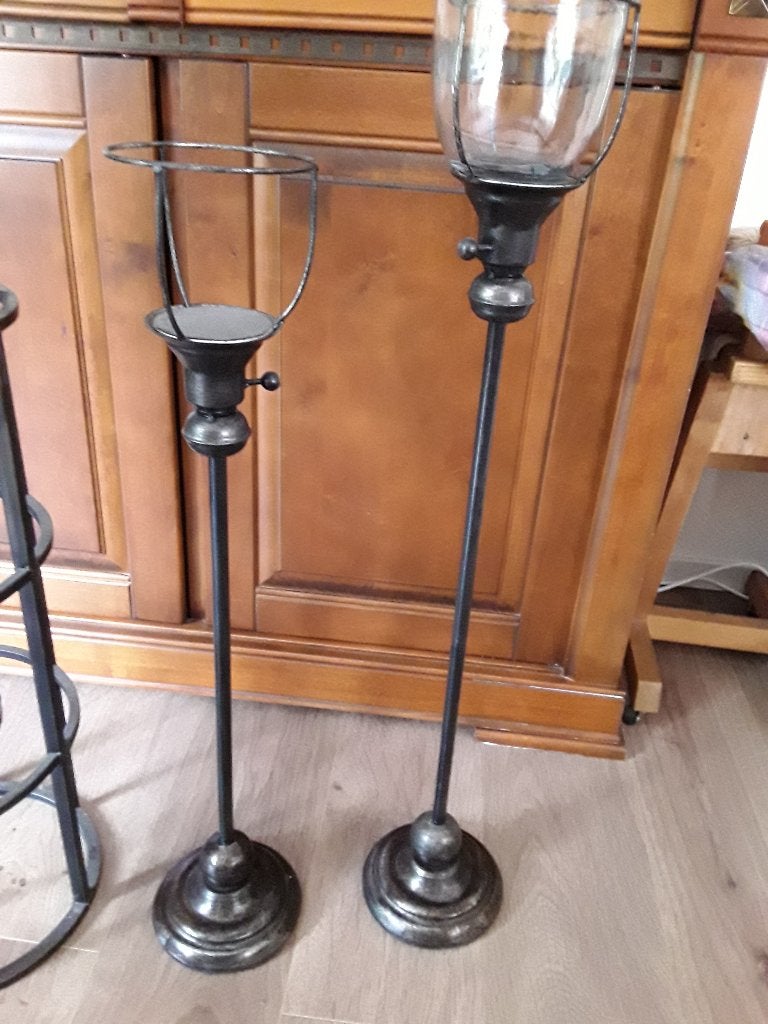 metalen vloerkandelaar. metalen lantaarn/kaarsenhouder, Ophalen, 85 cm, Bruin, Zo goed als nieuw