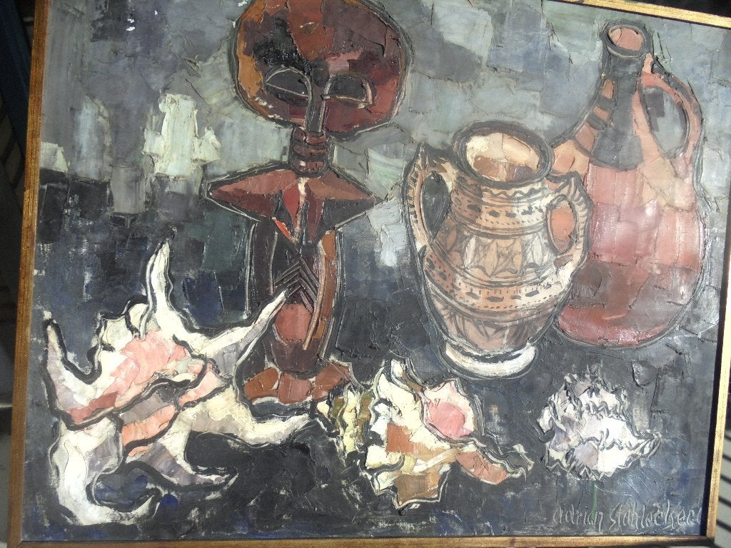 olieverf  haagse school stahlecker stilleven vruchten afrika, Ophalen, Doek, Expressionistisch, Stilleven