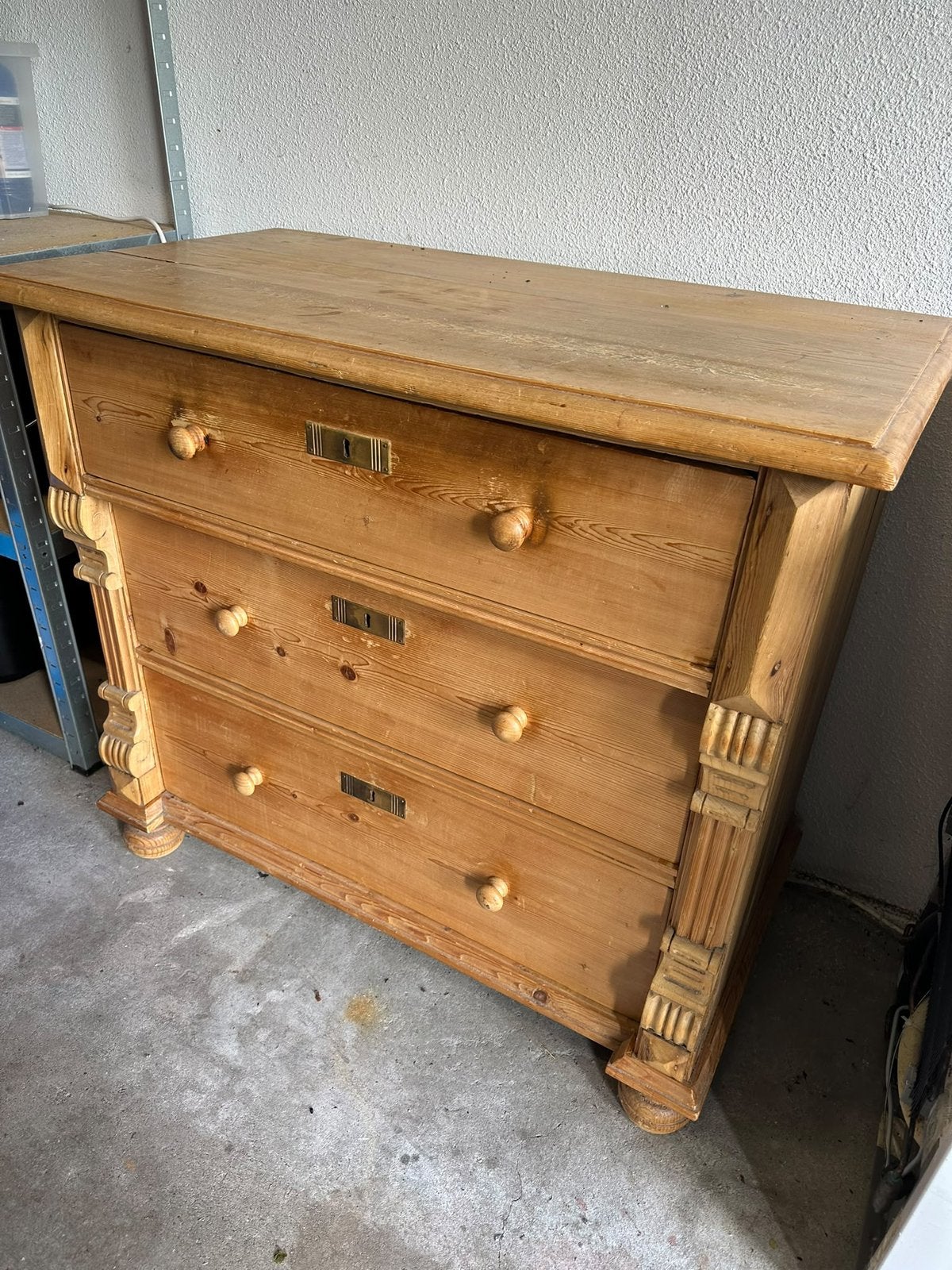 Massief houten ladekast – robuuste landelijke kast – 3 laden, Huis en Inrichting, Ophalen, Gebruikt, 50 tot 100 cm, 3 of 4 laden