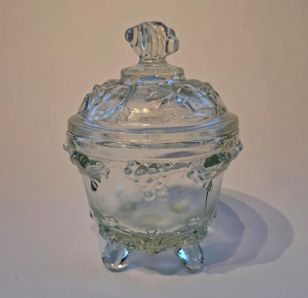 Antieke Dekselpot "Jeanette Glass", Antiek en Kunst, Antiek | Glas en Kristal, Ophalen of Verzenden