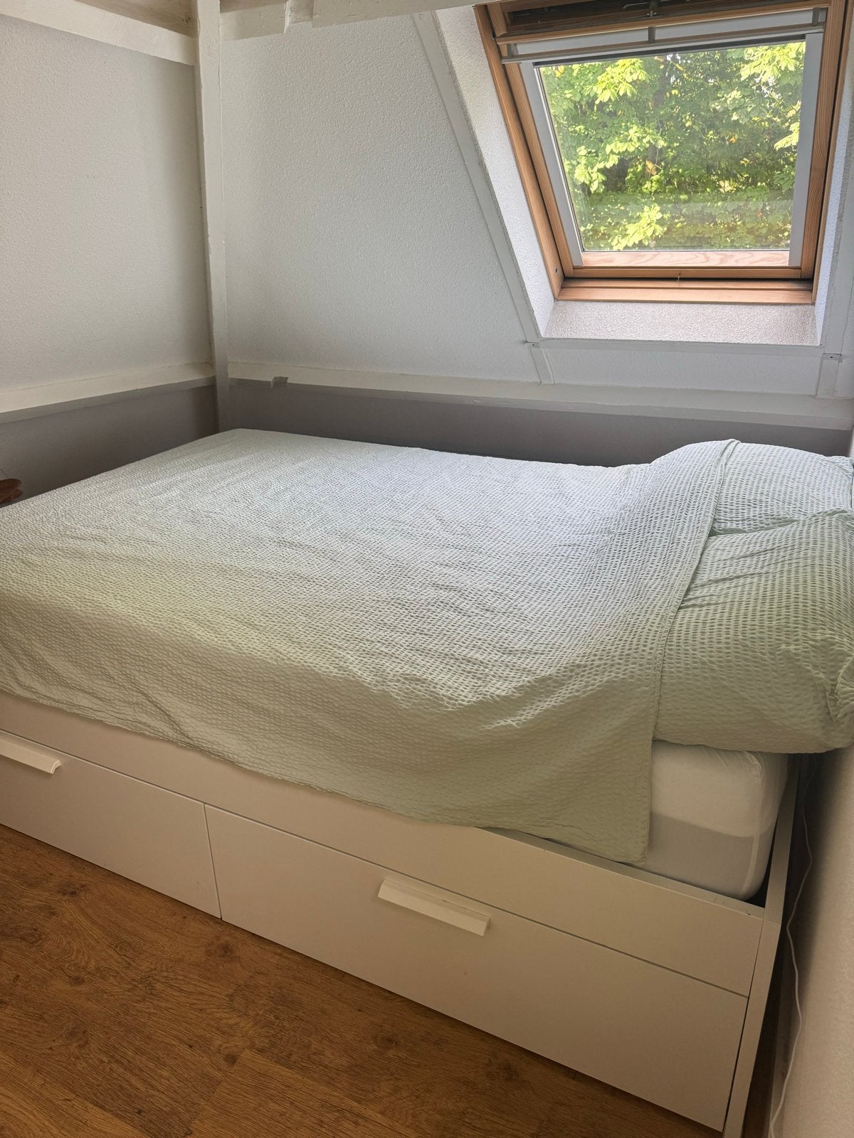 Ikea Brimnes bed met opbergruimte - Wit, Ophalen, Gebruikt, Wit, Tweepersoons