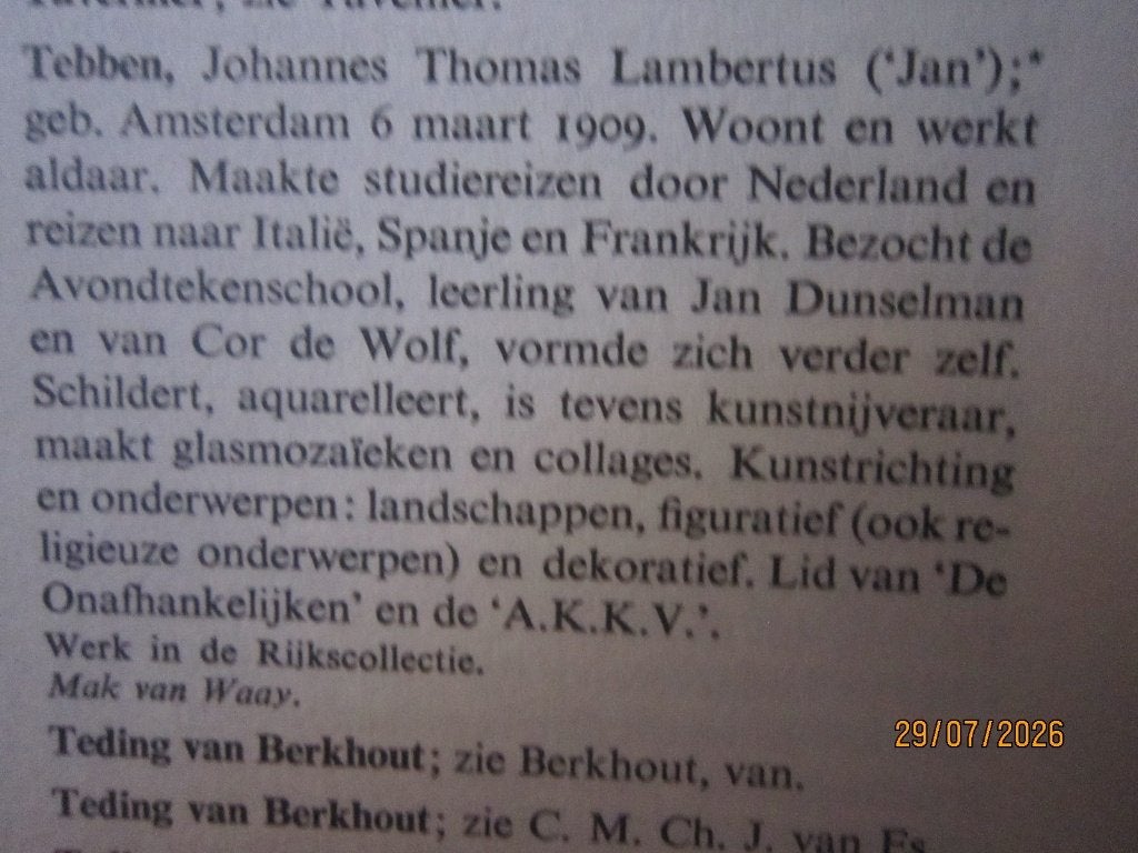JAN TEBBEN, (P.Scheen ) dubbele Aquar. SPIRITISME, Antiek en Kunst, Kunst | Schilderijen | Klassiek, Ophalen