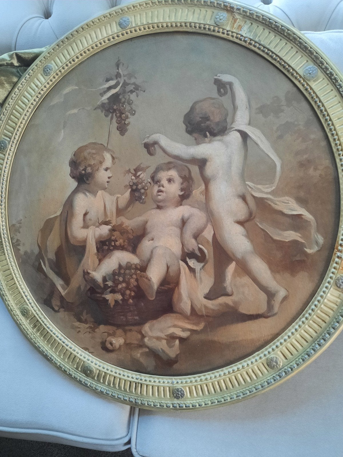 Jacob de Wit (1695-1754) - Grisaille met Putti en druiven, Antiek en Kunst, Ophalen, Doek, Olieverf, Klassiek