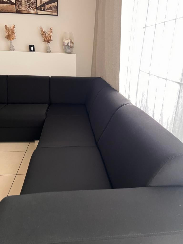 Comfortabele Polyester Hoekbank - Zwart, Huis en Inrichting, Banken | Bankstellen, Ophalen, Gebruikt, Overige maten, 150 tot 200 cm
