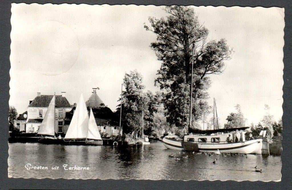 Oude Ansicht Terhorne Groeten uit Terhorne 1962 Frl., Ophalen of Verzenden, 1960 tot 1980, Gelopen, Friesland