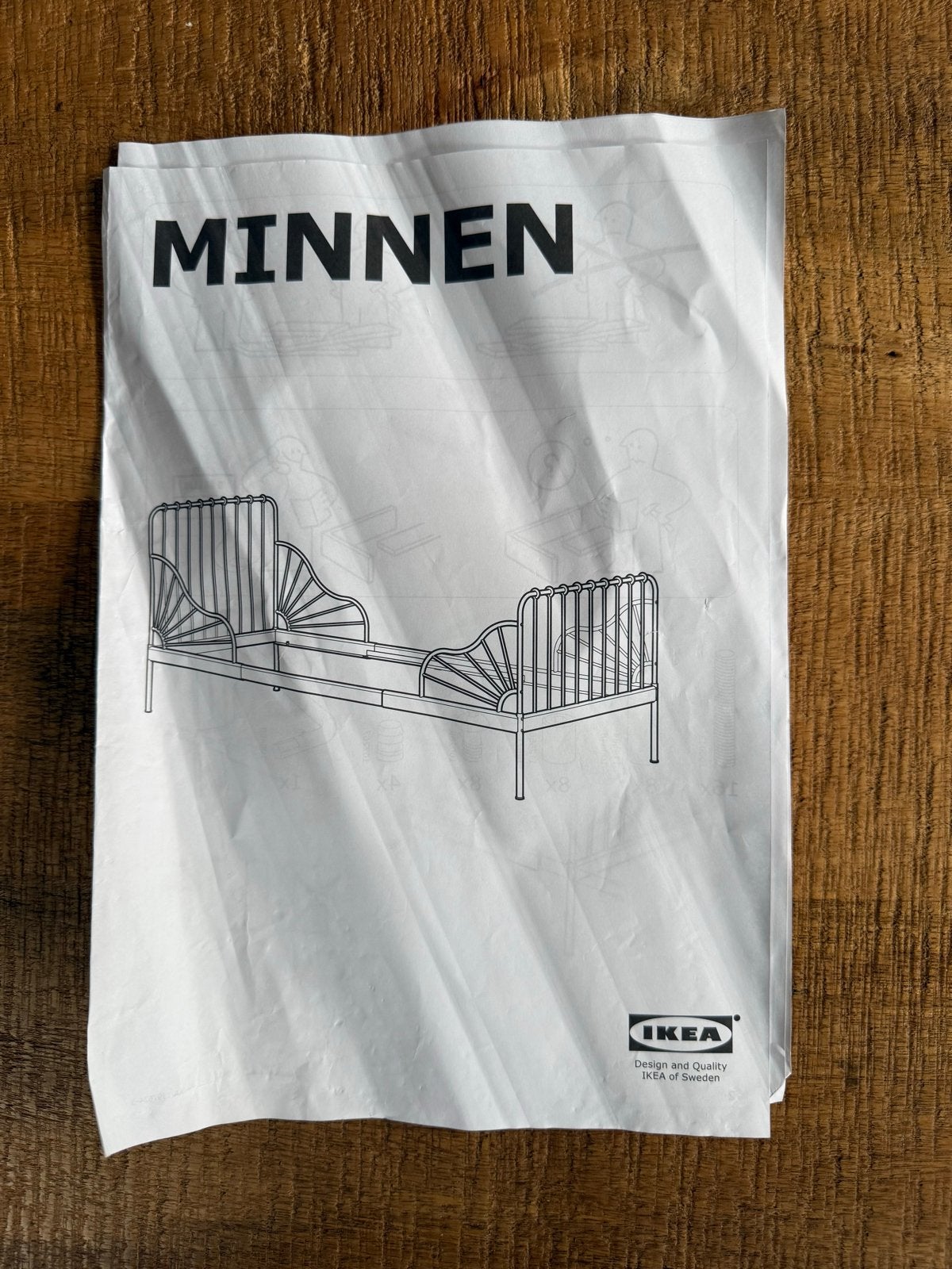 IKEA MINNEN uitschuifbaar kinderbed wit, Ophalen, Eenpersoons, Wit, 80 cm