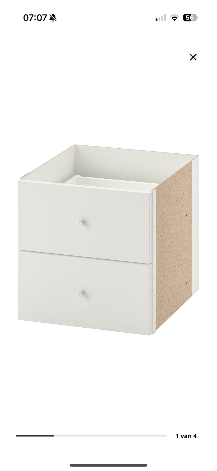 2x IKEA Kallax lade inzet met messing handgrepen (4 lades), 3 of 4 laden, Ophalen, Gebruikt, Metaal