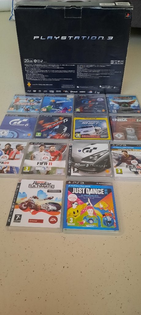 Sony PS3 CECHB00 Japans model – doos + 14 games + Move, Gebruikt, Phat, Ophalen of Verzenden, 12 GB