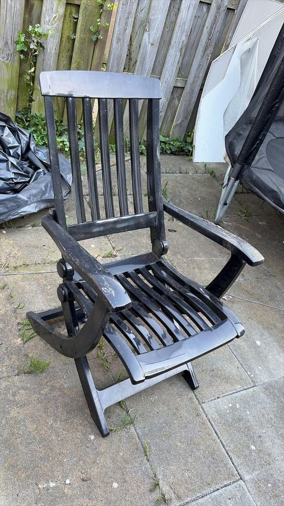 GRATIS 6 zwarte tuinstoelen, Ophalen, Gebruikt, Kunststof, Inklapbaar