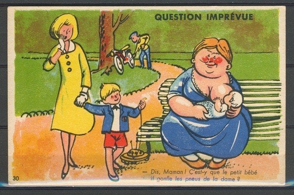 Humor  1930 Question Imprévu  Ansichtkaart f-237d jdu, Ophalen of Verzenden, 1940 tot 1960, Ongelopen, Overige thema's