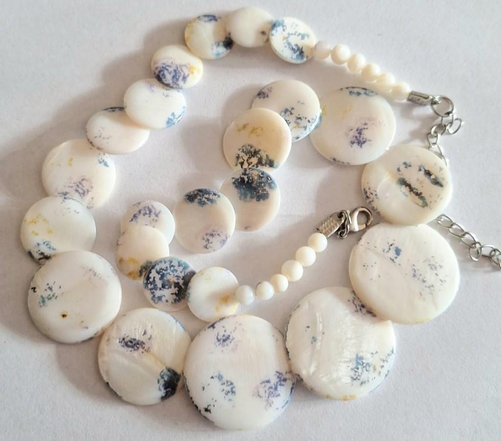 Parelmoer glas kralen ketting, Verstelbaar, Overige kleuren, Verzenden, Zo goed als nieuw