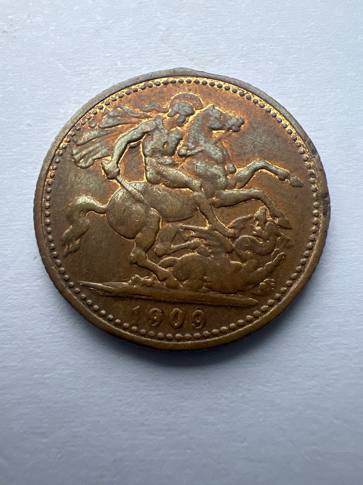 Vergulde Sovereign 1909 Edward VII, Postzegels en Munten, Ophalen of Verzenden, Losse munt, Goud