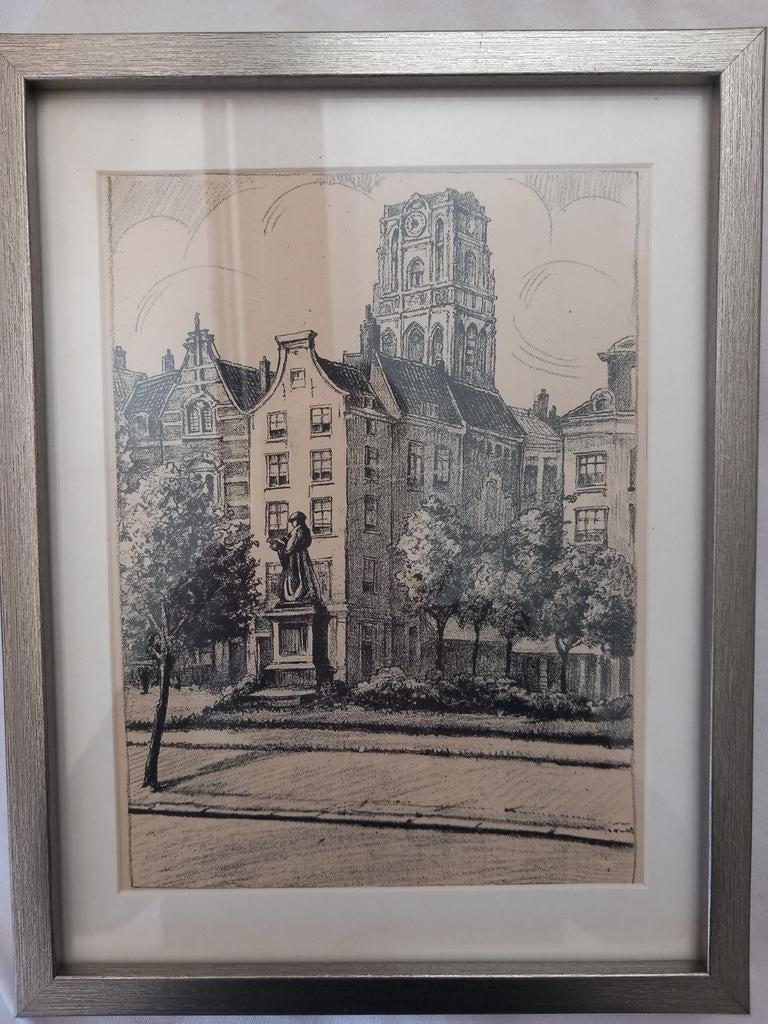 Grotemarkt rotterdam beeld eramus door Hansbert, grote kerk, Antiek en Kunst, Ophalen of Verzenden