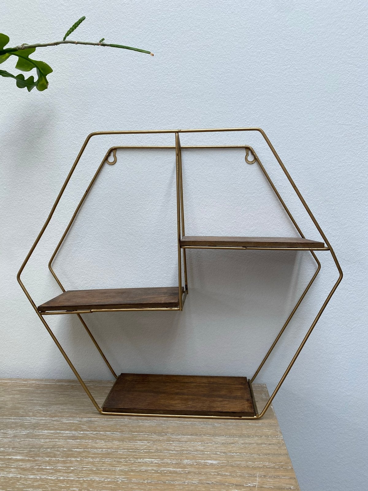 Gouden zeshoekig wandrek met houten planken, Ophalen, Zo goed als nieuw