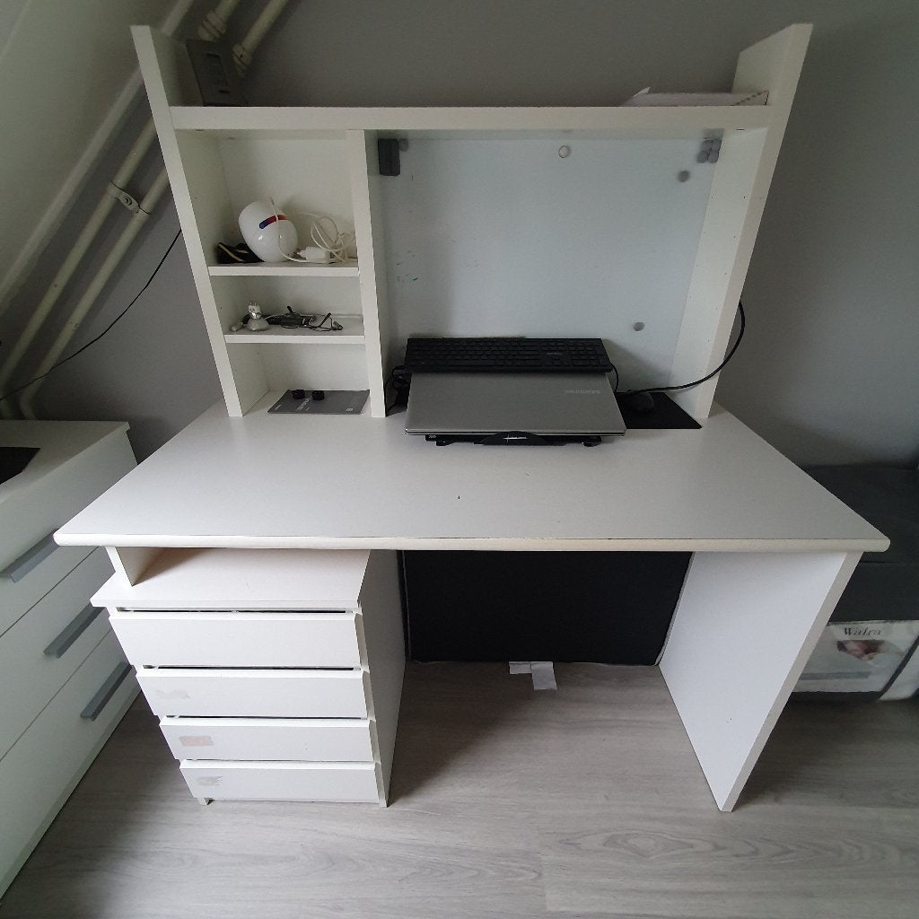Bureau met lades en opbouw, Huis en Inrichting, Bureaus, Ophalen, Gebruikt, 120 cm, Demontabel