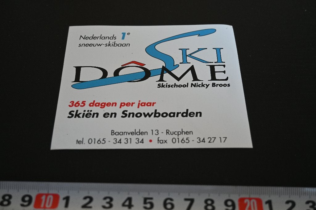 sticker Rucphen SKI DOME Skischool Nicky Broos Sneeuw Skibaa, Ophalen of Verzenden, Zo goed als nieuw