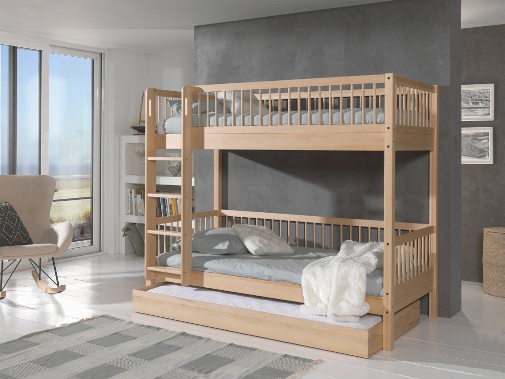 Forrest Beech stapelbed - 90x200 - Naturel beuken, Niet ingevuld, Niet ingevuld, Niet ingevuld