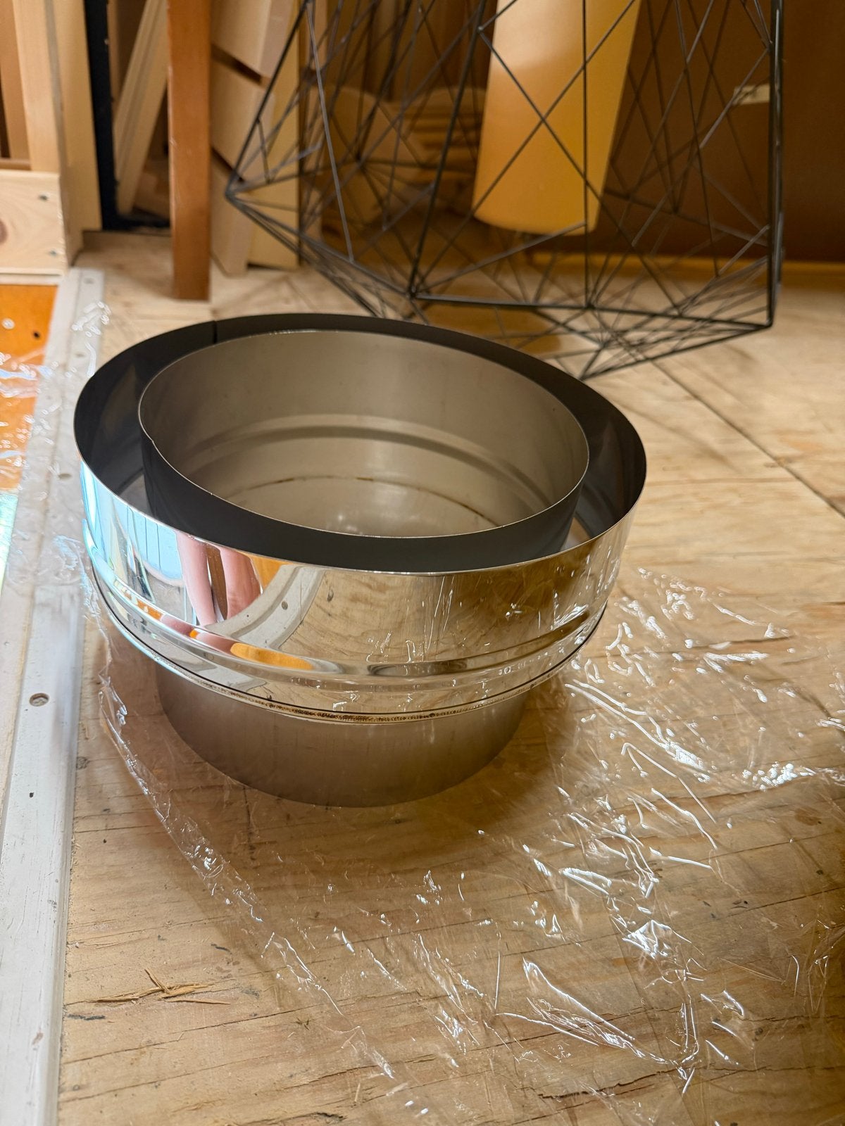 Nieuw dubbelwandig kachelpijp verloopstuk 250mm naar 200mm, Ophalen, Nieuw