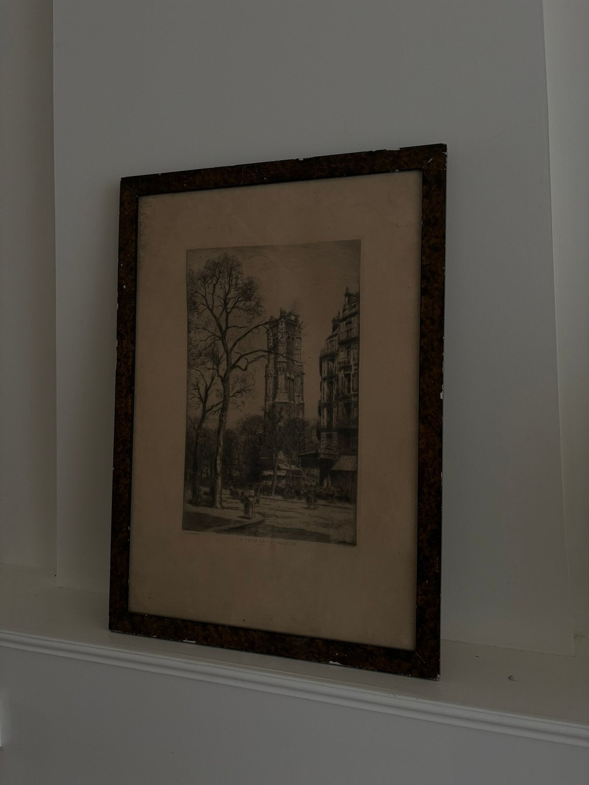Vintage ets La Tour Saint-Jacques Paris – vintage lijst, Antiek en Kunst, Ophalen of Verzenden